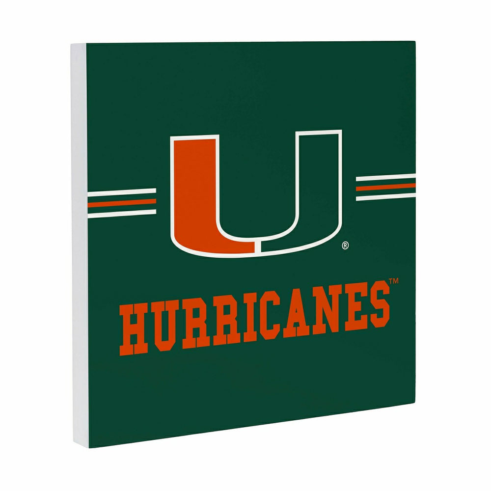 University of Miami Wood Wall Sign, 12x12, Collegiate, Home