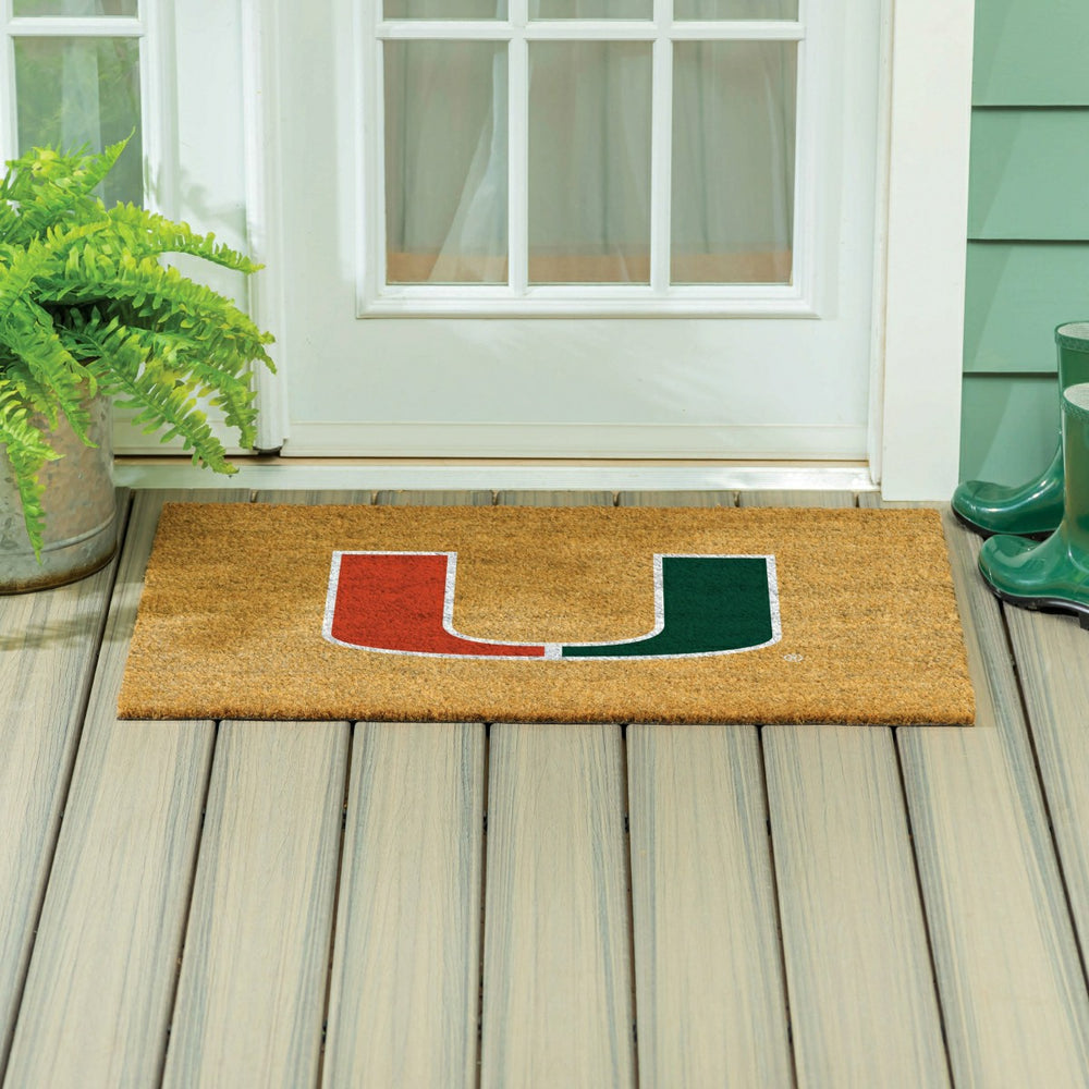 University of Miami Large Full Color Coir Mat, 36"x24", Collegiate