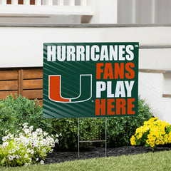 University of Miami Coroplast Yard Sign "Fans Play Here", Collegiate, Home
