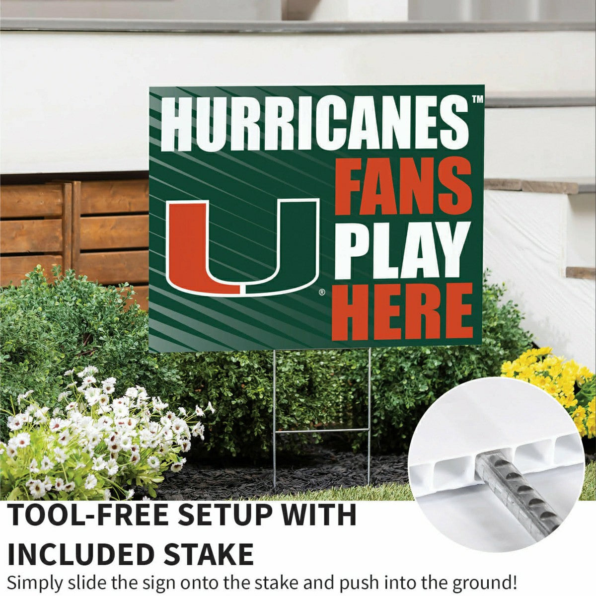 University of Miami Coroplast Yard Sign "Fans Play Here", Collegiate, Home