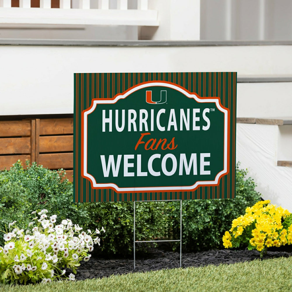 University of Miami Coroplast Yard Sign, "Fans Welcome", Collegiate, Home