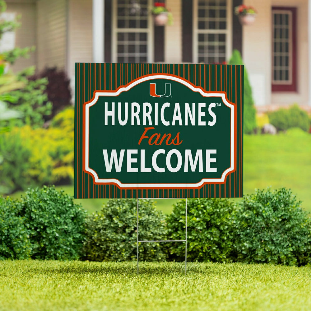 University of Miami Coroplast Yard Sign, "Fans Welcome", Collegiate, Home