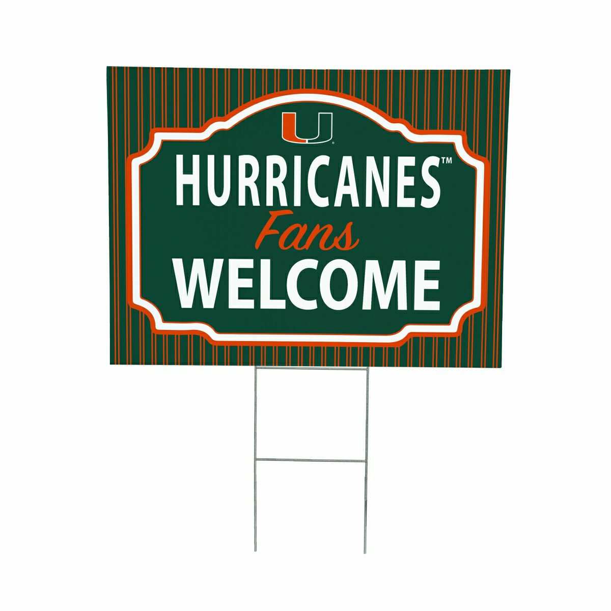 University of Miami Coroplast Yard Sign, "Fans Welcome", Collegiate, Home
