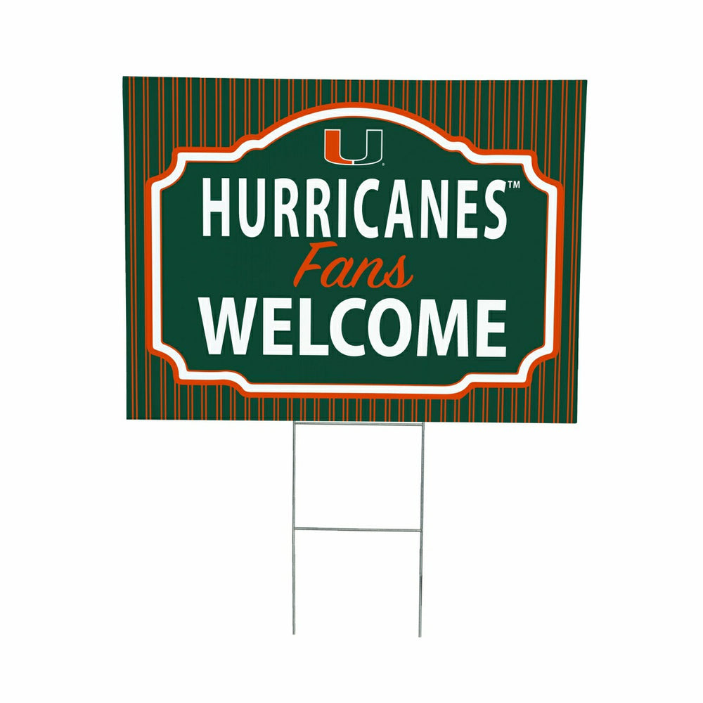 University of Miami Coroplast Yard Sign, "Fans Welcome", Collegiate, Home