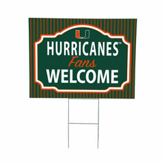 University of Miami Coroplast Yard Sign, "Fans Welcome", Collegiate, Home
