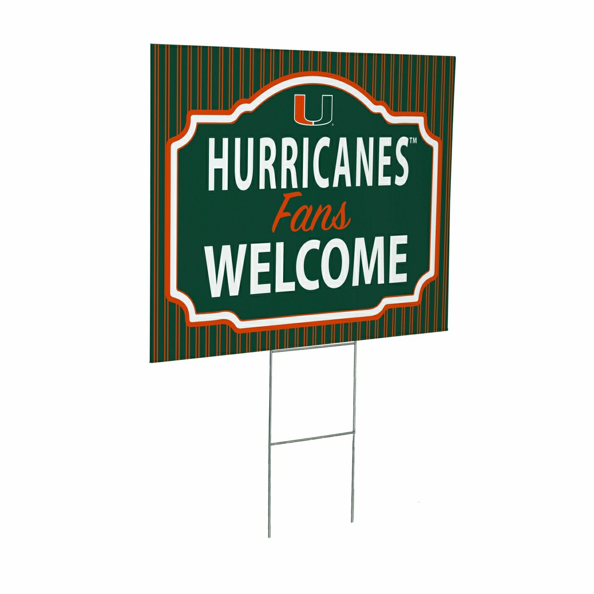 University of Miami Coroplast Yard Sign, "Fans Welcome", Collegiate, Home