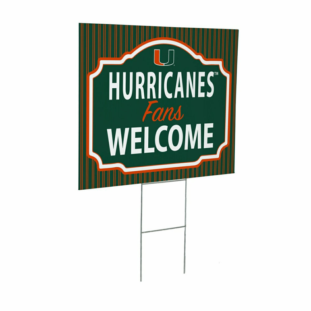 University of Miami Coroplast Yard Sign, "Fans Welcome", Collegiate, Home