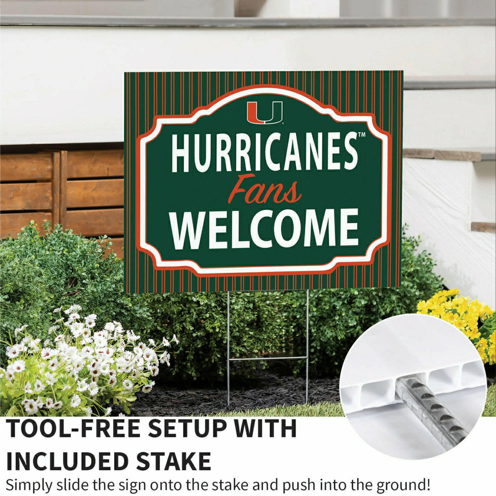 University of Miami Coroplast Yard Sign, "Fans Welcome", Collegiate, Home