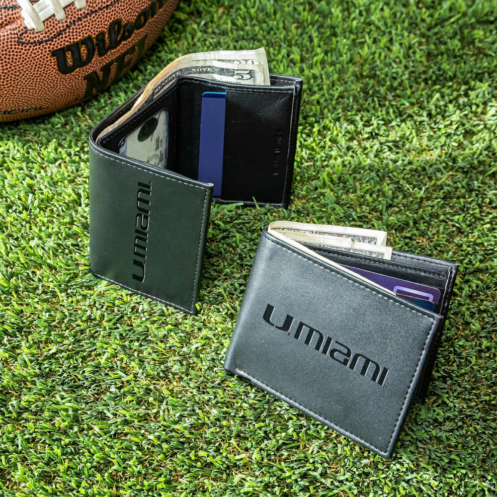 University of Miami, Bi-Fold and Tri-Fold Wallet Gift Set, Black, Collegiate, Home
