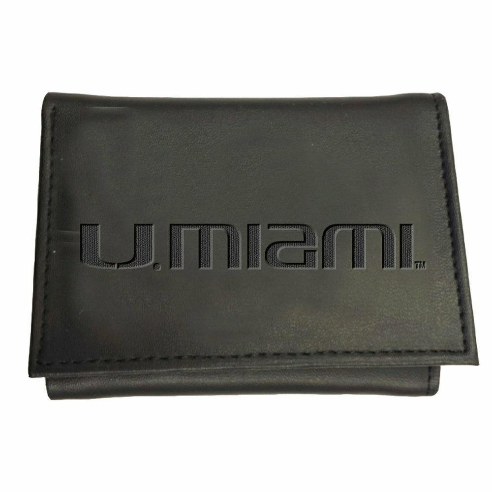 University of Miami, Tri-Fold Wallet, Black, Collegiate, Home