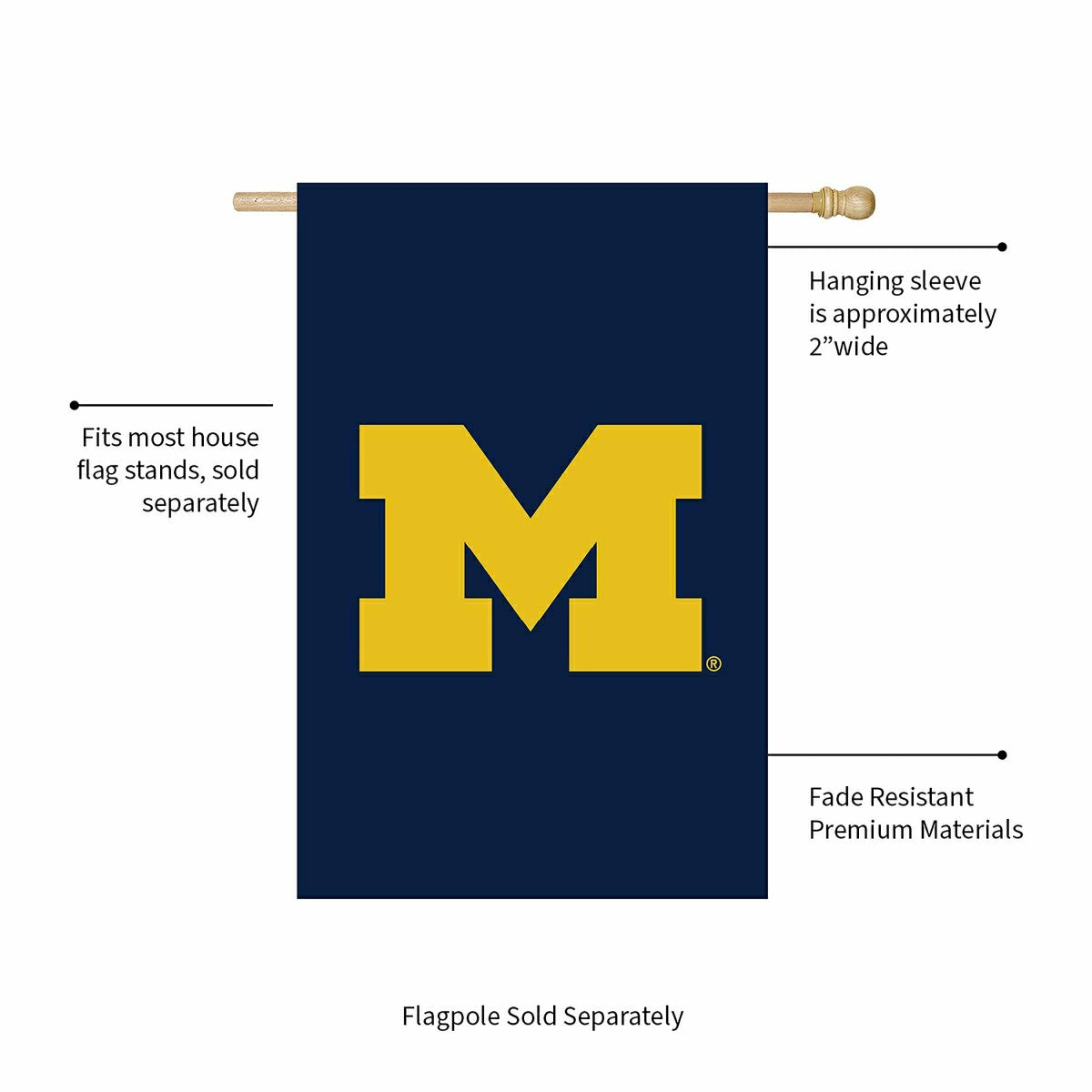 Applique Flag, Reg, University Of Michigan, Collegiate, Home