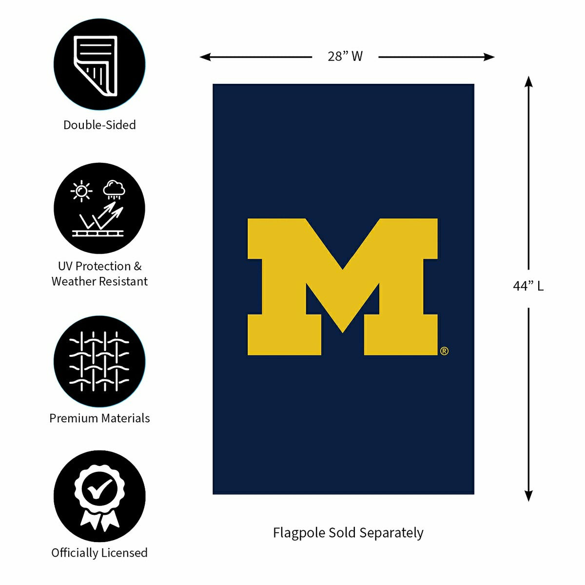 Applique Flag, Reg, University Of Michigan, Collegiate, Home