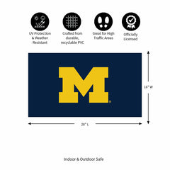 Full Color PVC Mat, 16" x 28", University Of Michigan, Collegiate