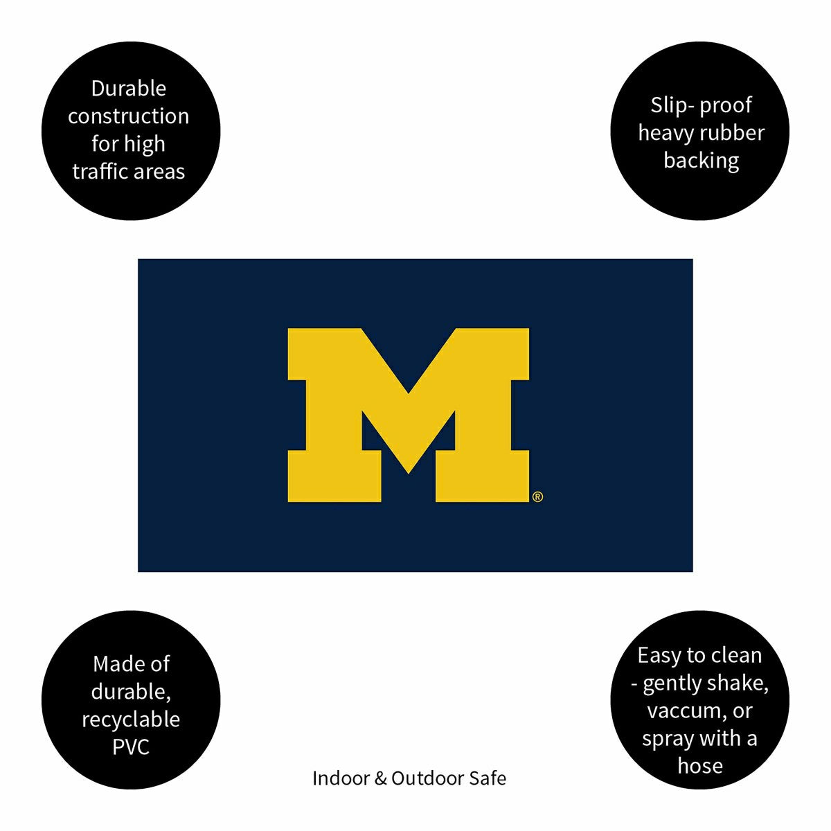 Full Color PVC Mat, 16" x 28", University Of Michigan, Collegiate