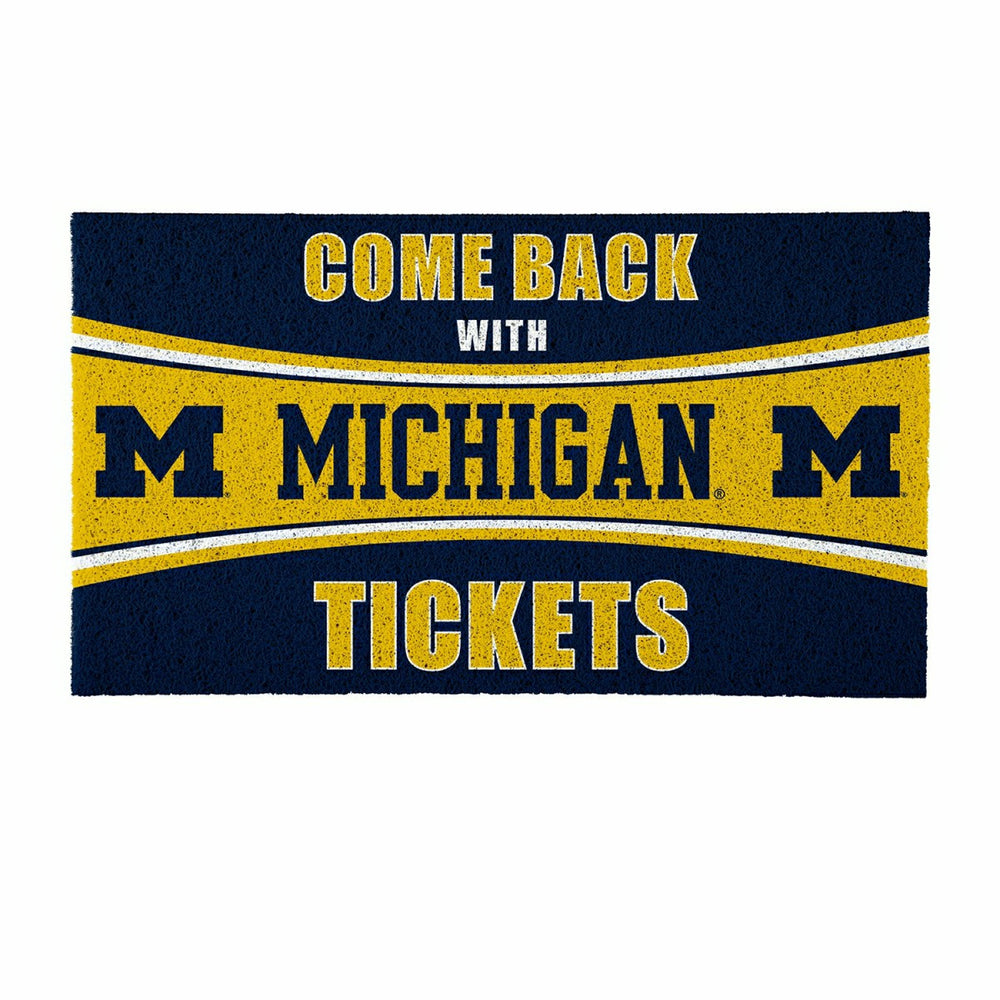 28" x 16" PVC Trapper Mat, Come Back with Tickets, University Of Michi, Collegiate
