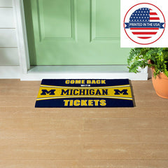 28" x 16" PVC Trapper Mat, Come Back with Tickets, University Of Michi, Collegiate