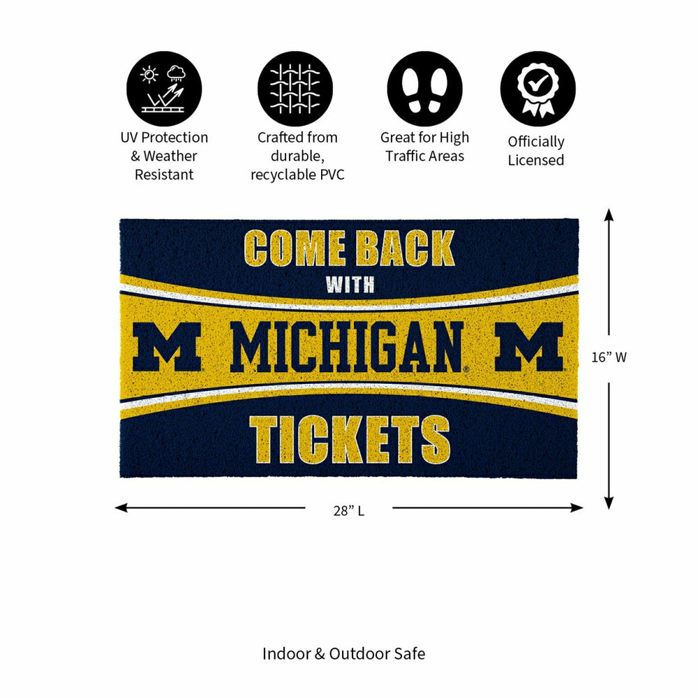 28" x 16" PVC Trapper Mat, Come Back with Tickets, University Of Michi, Collegiate