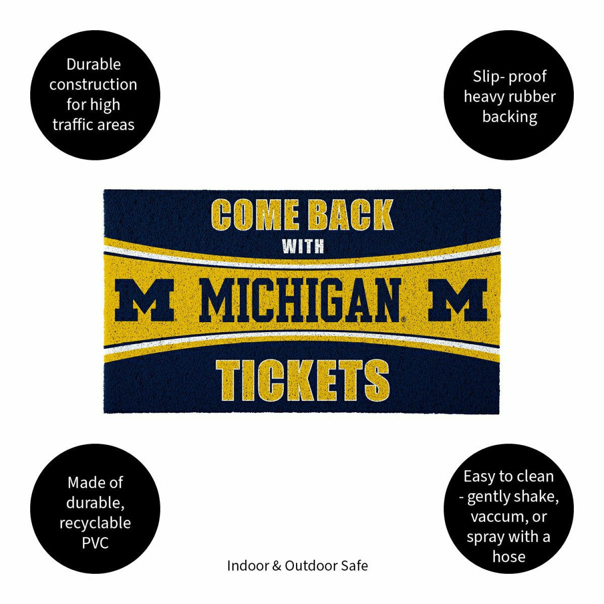 28" x 16" PVC Trapper Mat, Come Back with Tickets, University Of Michi, Collegiate