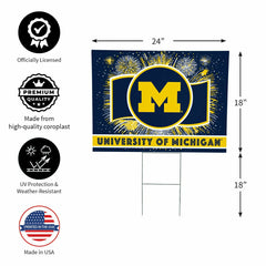 University Of Michigan Yard Sign, Patriotic, Collegiate, Home
