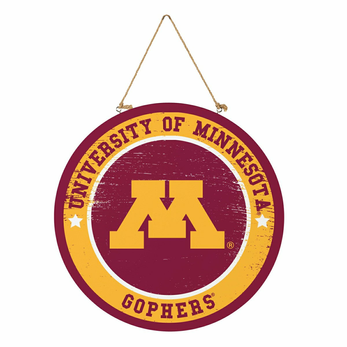 University of Minnesota Round Door Décor with Hanging Rope, 18x18, Collegiate, Home