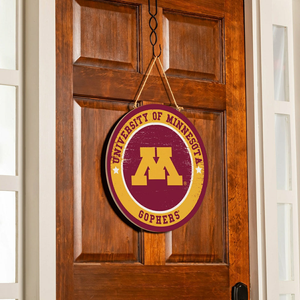 University of Minnesota Round Door Décor with Hanging Rope, 18x18, Collegiate, Home