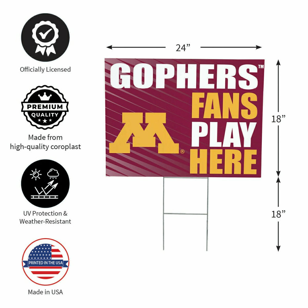 University of Minnesota Coroplast Yard Sign "Fans Play Here", Collegiate, Home