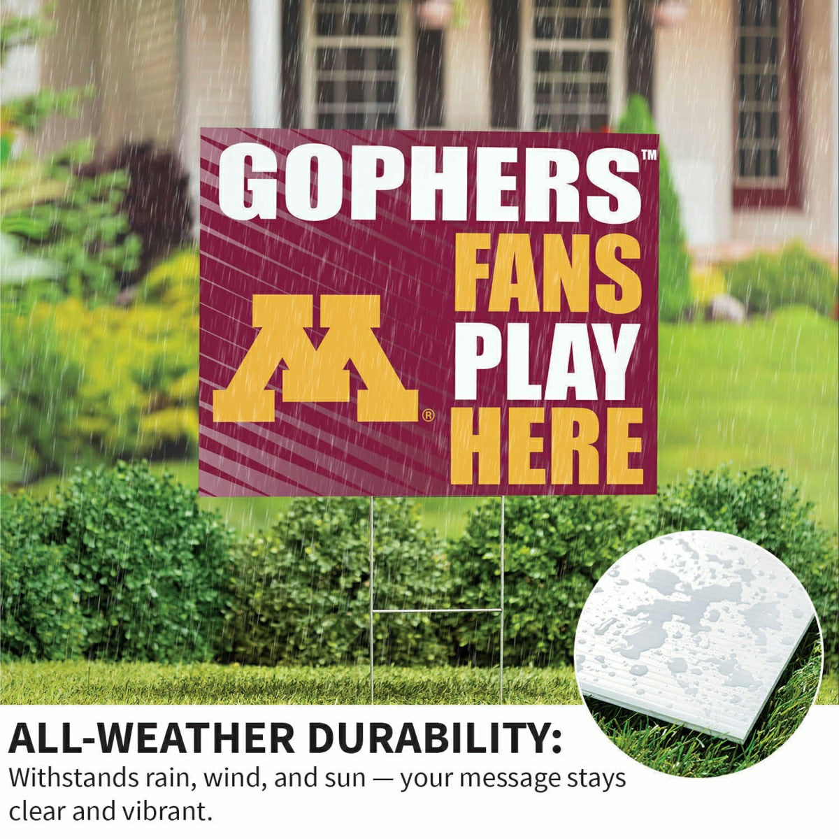 University of Minnesota Coroplast Yard Sign "Fans Play Here", Collegiate, Home