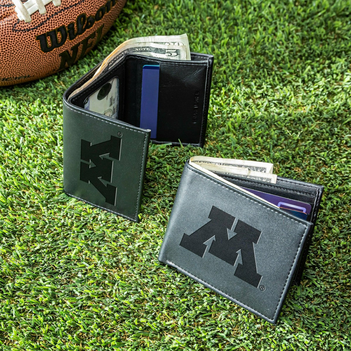 University of Minnesota, Bi-Fold and Tri-Fold Wallet Gift Set, Black, Collegiate, Home