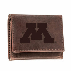 University of Minnesota, Tri-Fold Wallet, Brown, CH, 100% Genuine Leat, Collegiate, Home