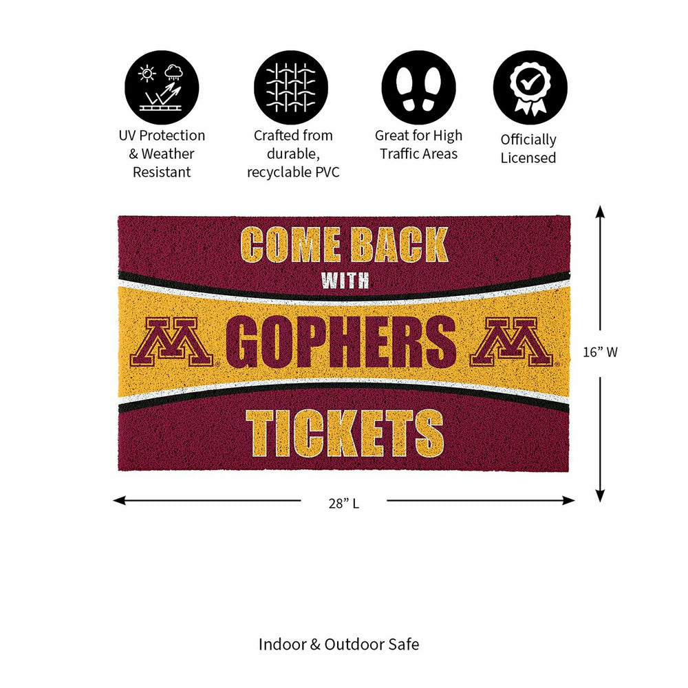 28" x 16" PVC Trapper Mat, Come Back with Tickets, University of Minne, Collegiate