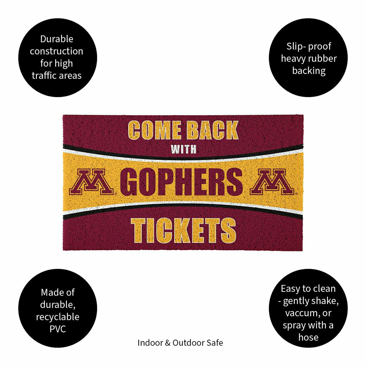 28" x 16" PVC Trapper Mat, Come Back with Tickets, University of Minne, Collegiate