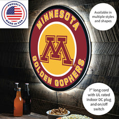 LED Wall Decor, Round, University of Minnesota, Collegiate, Home