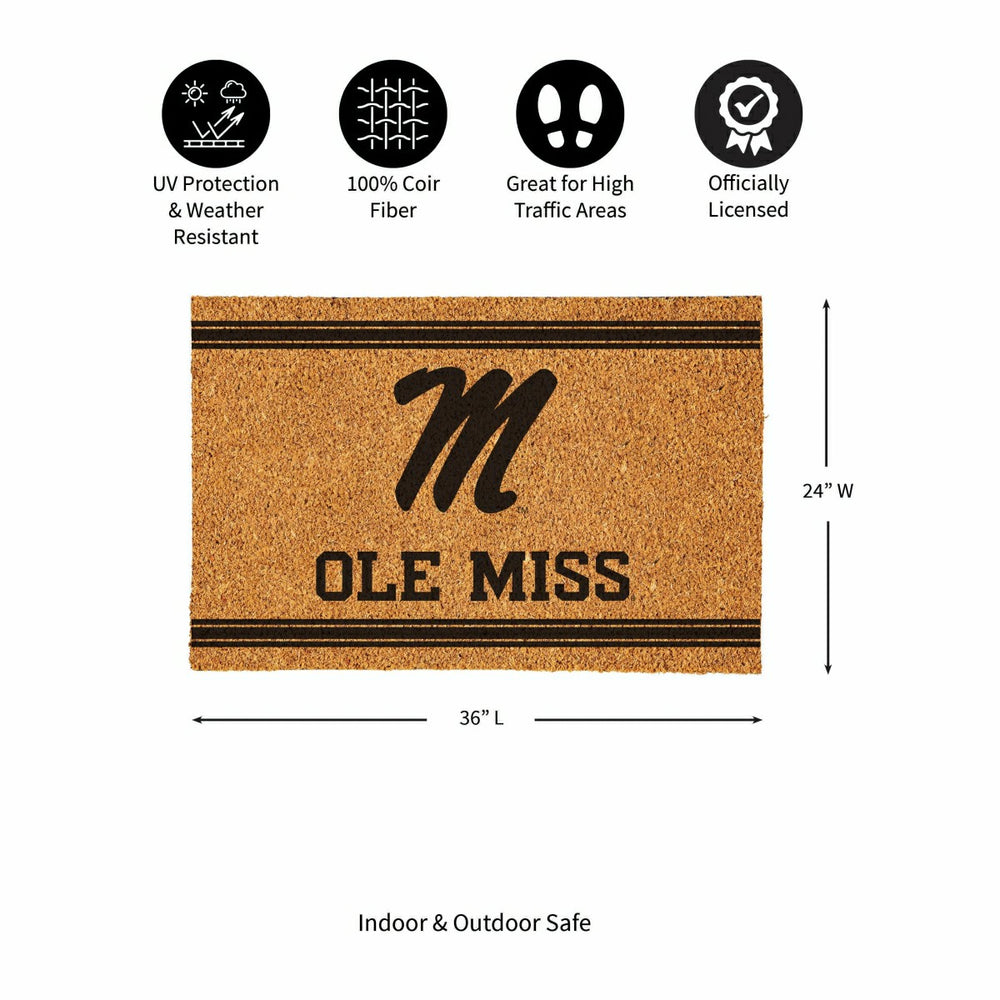 University of Mississippi Large One Color Coir Mat, 36"x24", Collegiate