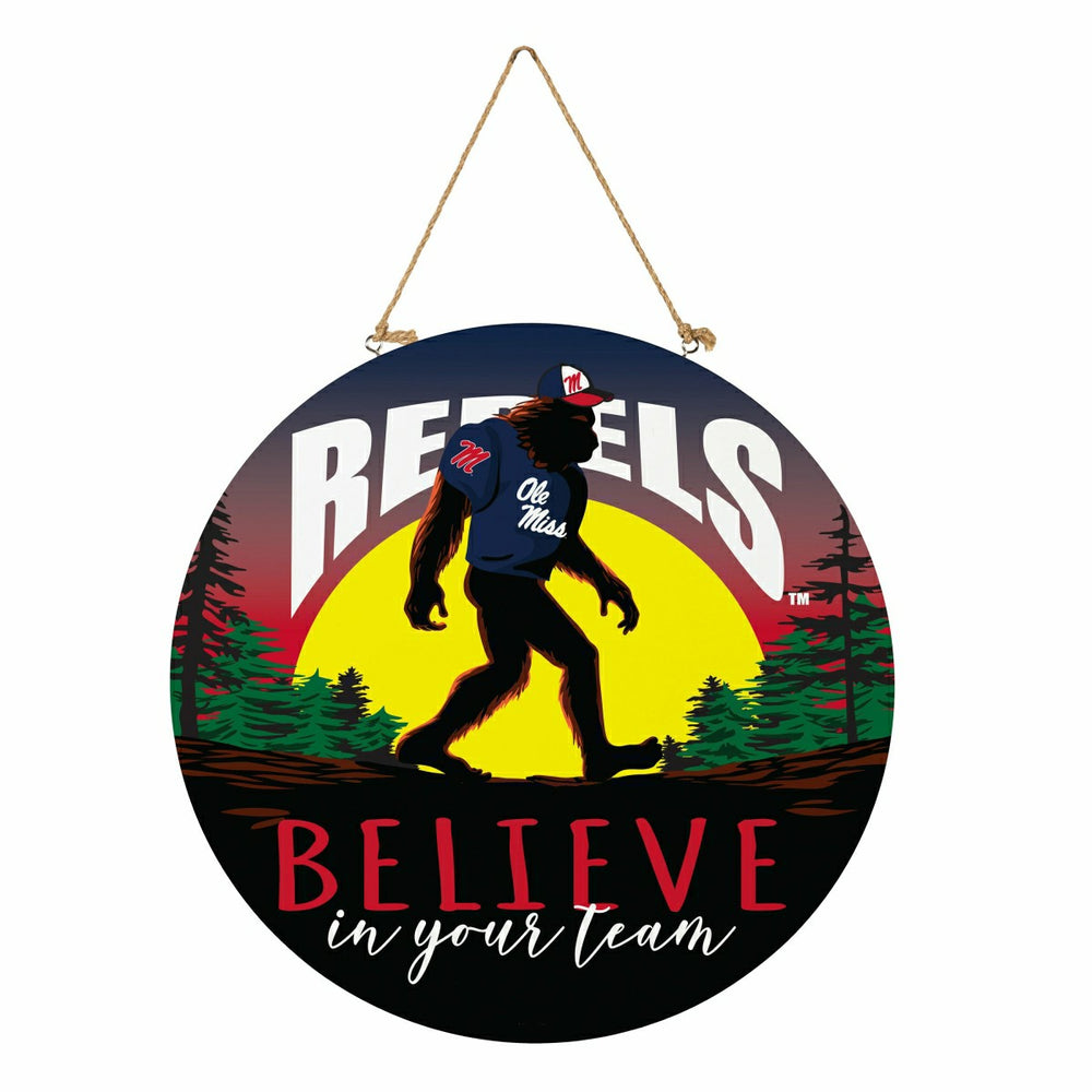 University of Mississippi Bigfoot Round Door Décor with Hanging Rope, , Collegiate, Home