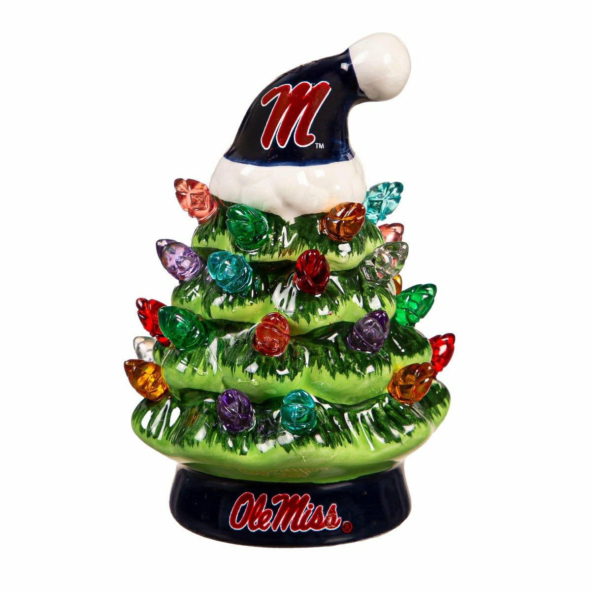 4" Mini LED Tabletop Christmas Tree, Set of 2, University of Mississip, Collegiate, Home