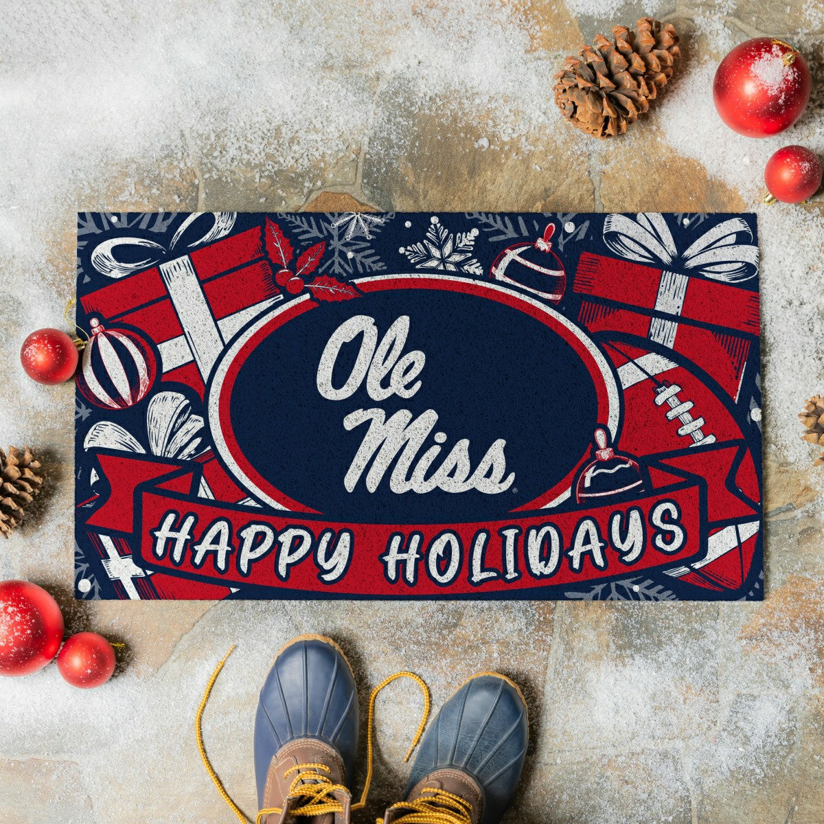 University of Mississippi Holiday PVC Mat, 28"x16", Collegiate