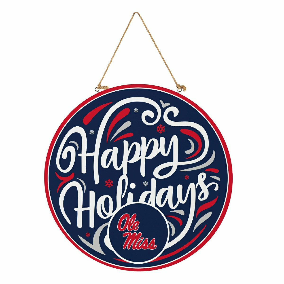 University of Mississippi Holiday Round Door Décor with Hanging Rope, , Collegiate, Home