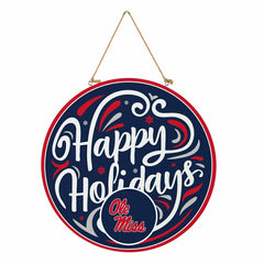 University of Mississippi Holiday Round Door Décor with Hanging Rope, , Collegiate, Home