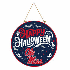 University of Mississippi Halloween Round Door Décor with Hanging Rope, Collegiate, Home
