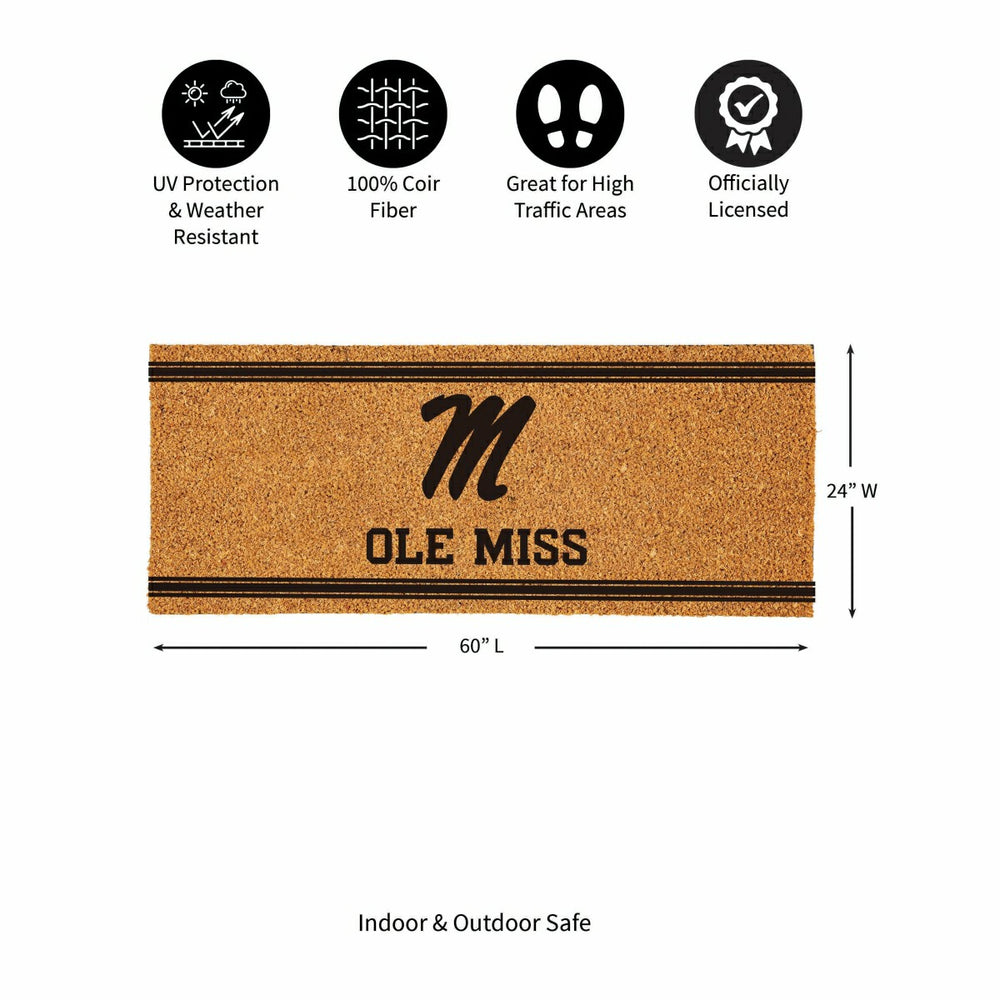 University of Mississippi Extra Large One Color Coir Mat, 60"x24", Collegiate