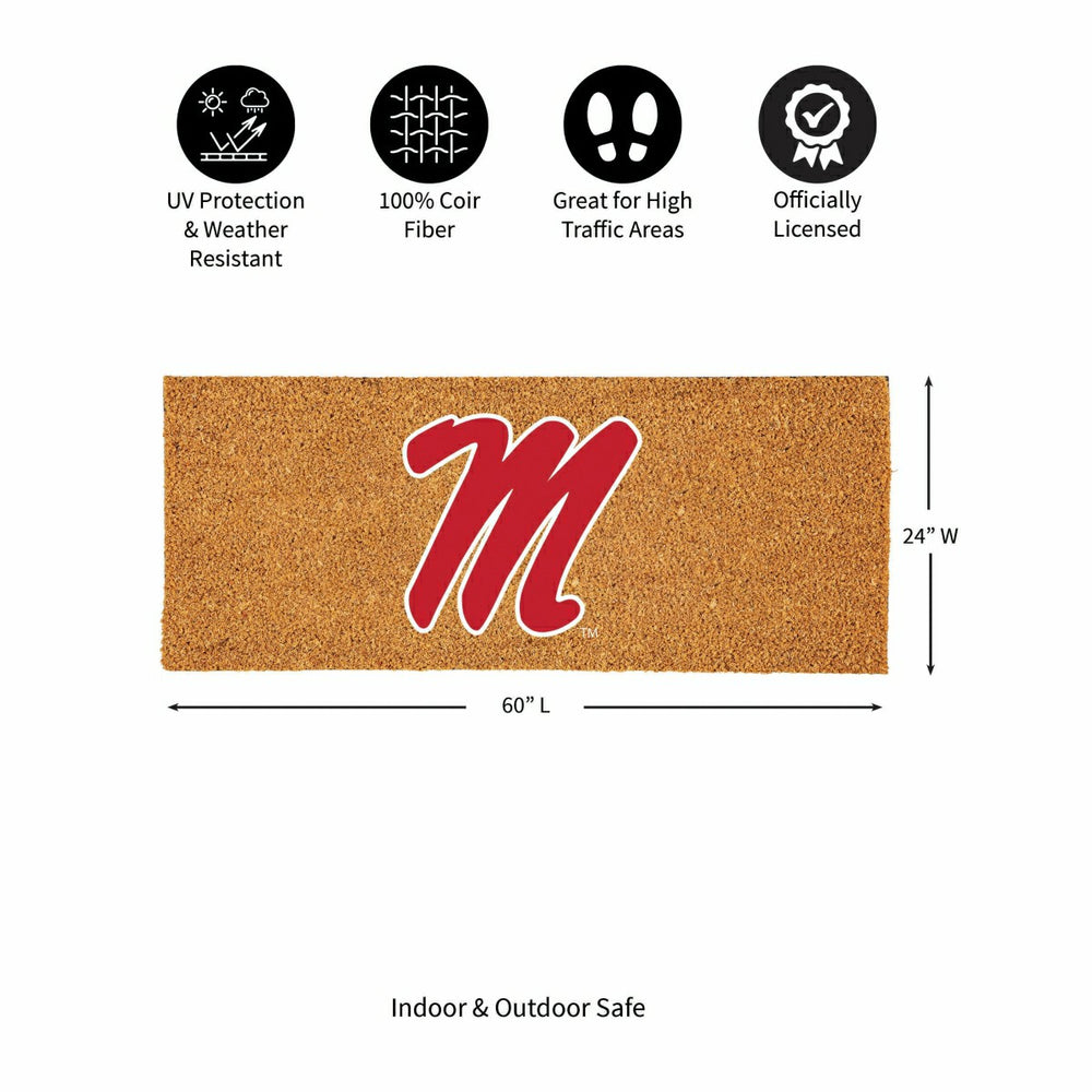 University of Mississippi Extra Large Full Color Coir Mat, 60"x24", Collegiate
