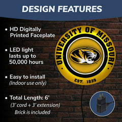 University of Missouri, Metal Lite, Round, Collegiate