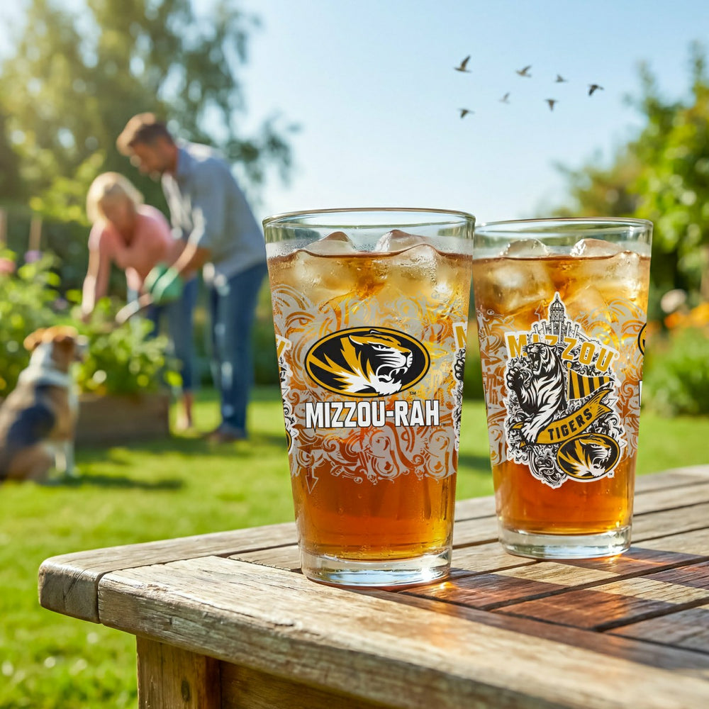 University of Missouri 16oz Glass pint, Set of 2, Collegiate, Home