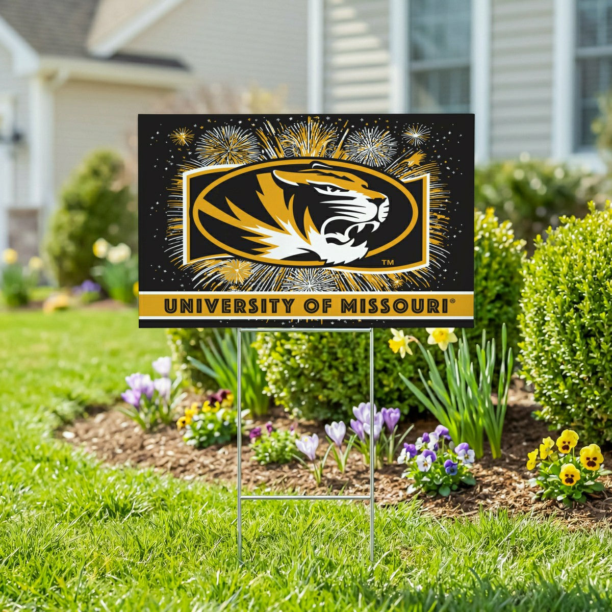 University of Missouri Yard Sign, Patriotic, Collegiate, Home