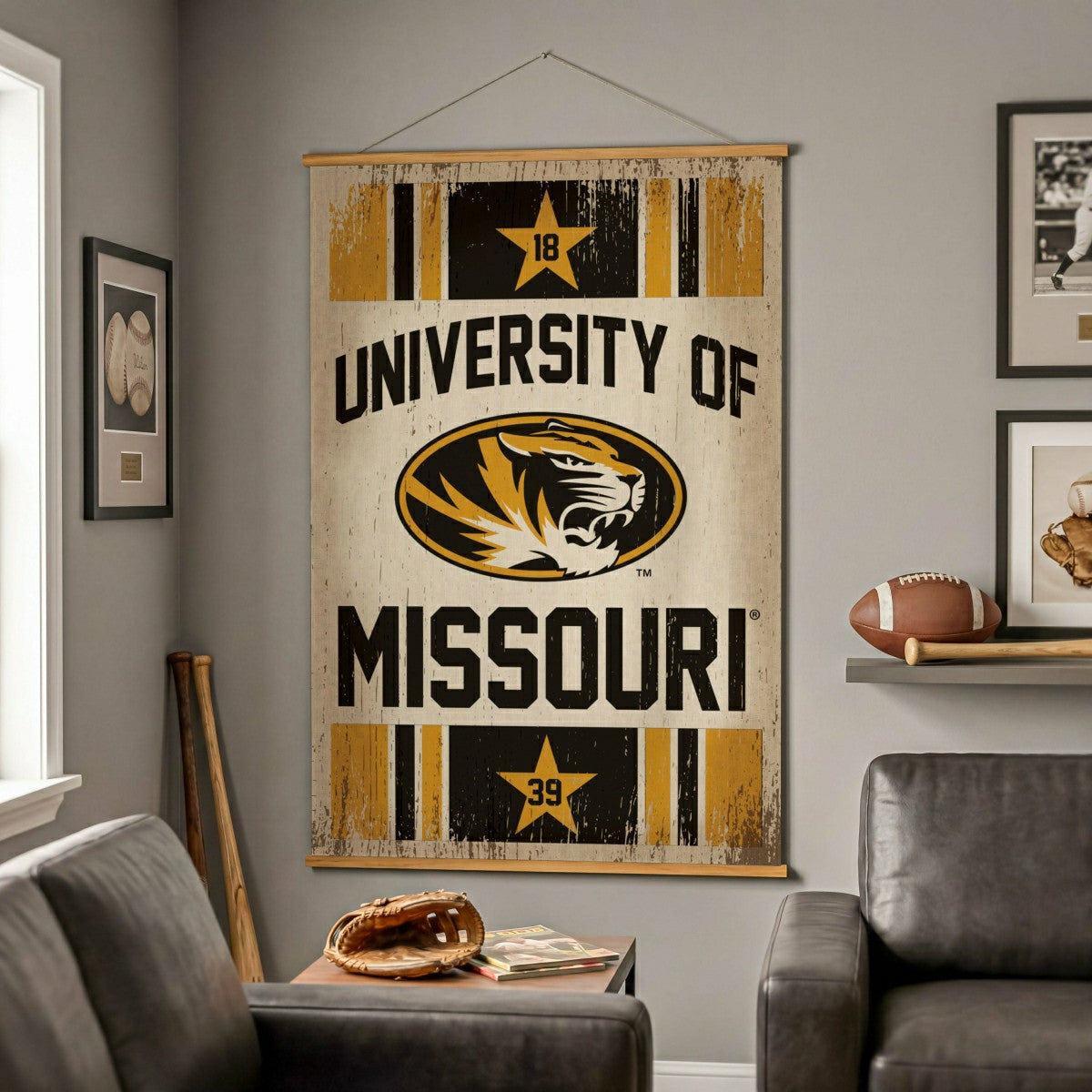 University of Missouri, Canvas Wall Tapestry, Large, 54x36, Collegiate, Home