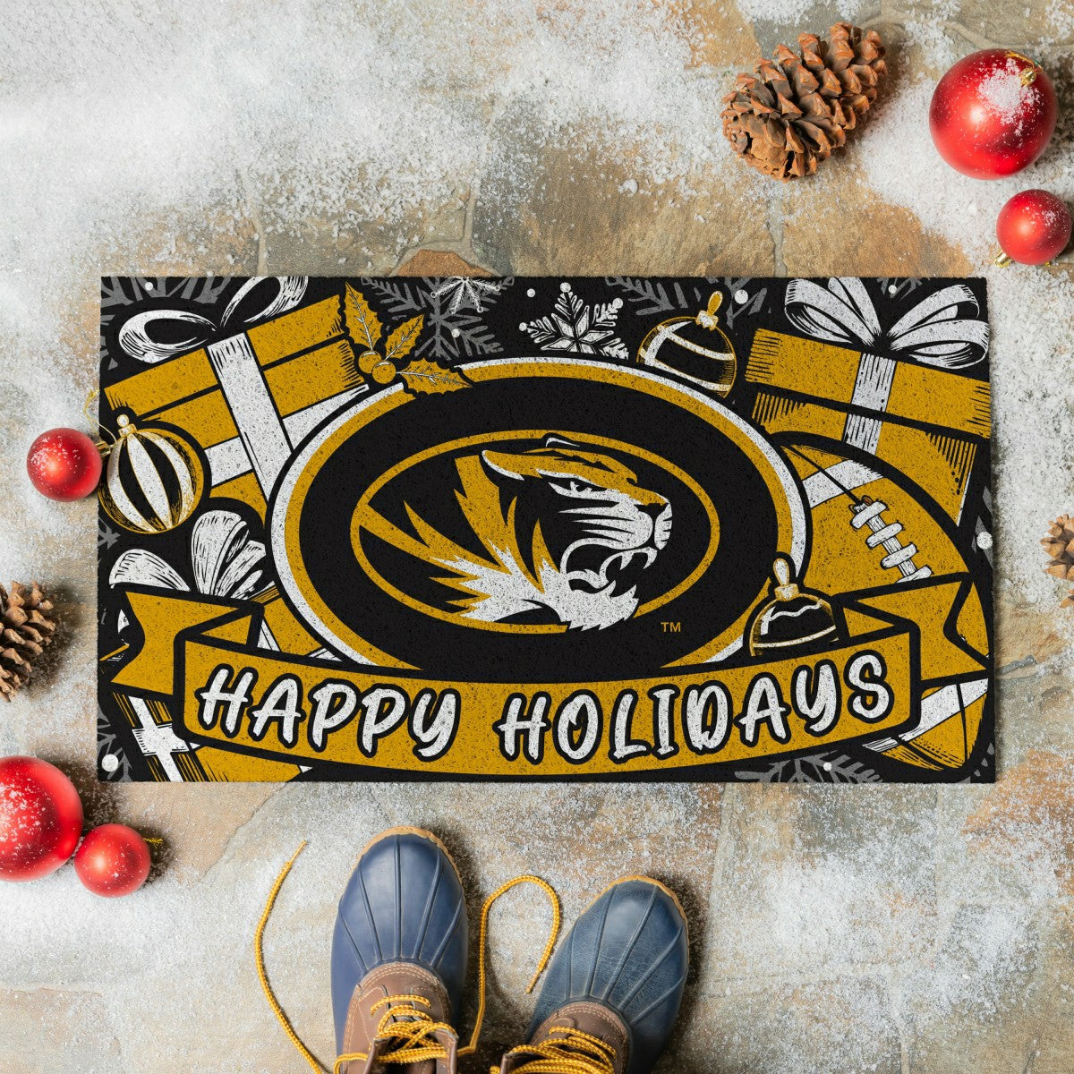 University of Missouri Holiday PVC Mat, 28"x16", Collegiate