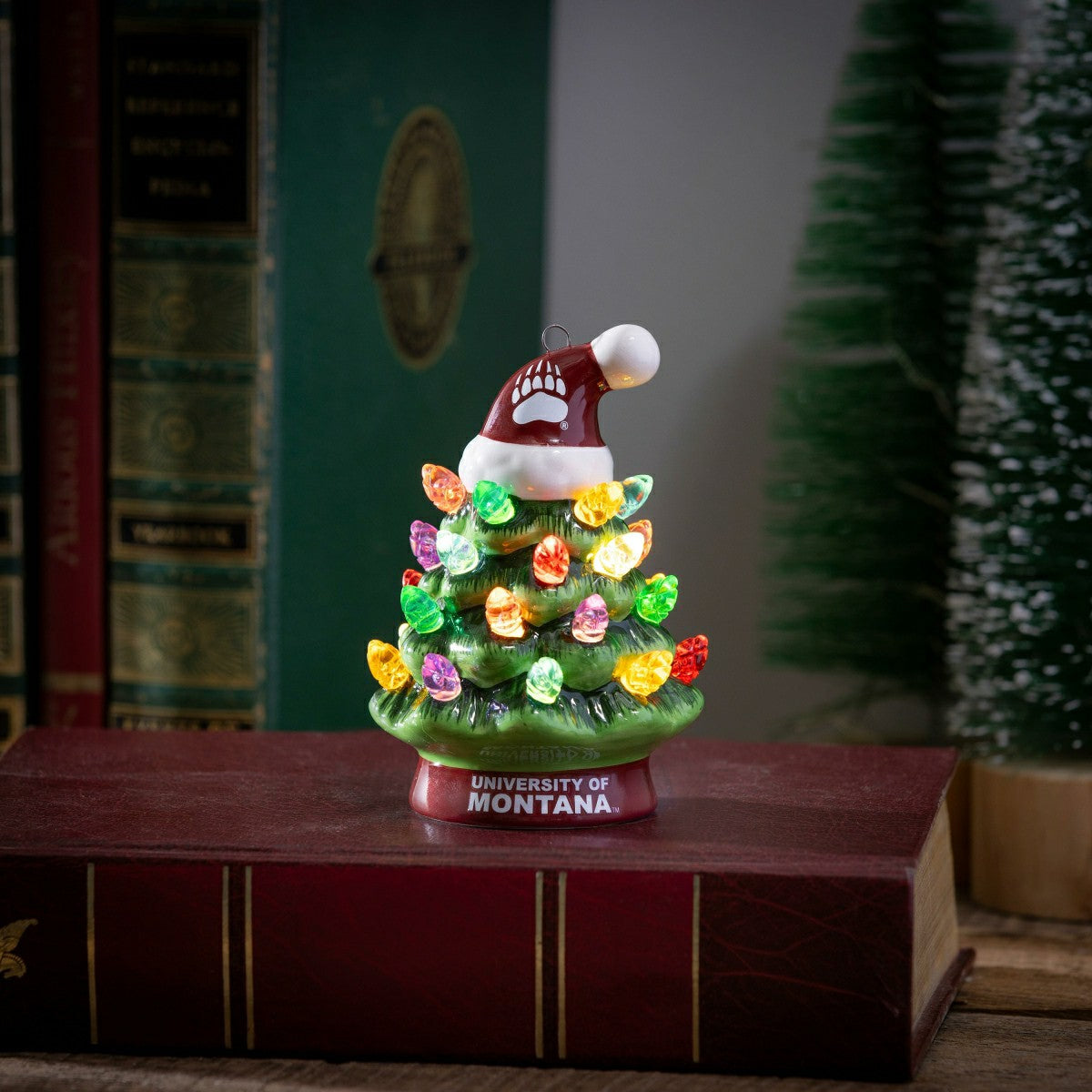 4" Mini LED Tabletop Christmas Tree, Set of 2, University of Montana, Collegiate, Home