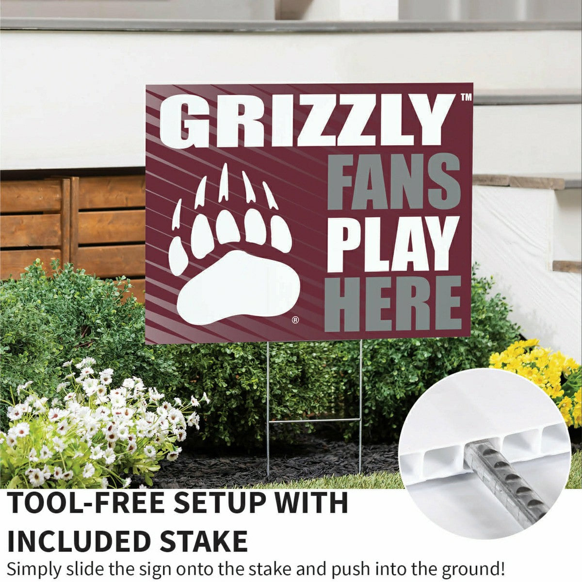 University of Montana Coroplast Yard Sign "Fans Play Here", Collegiate, Home