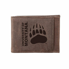 Front Pocket Wallet w/ RFID Blocking, University of Montana, Brown, Collegiate, Home