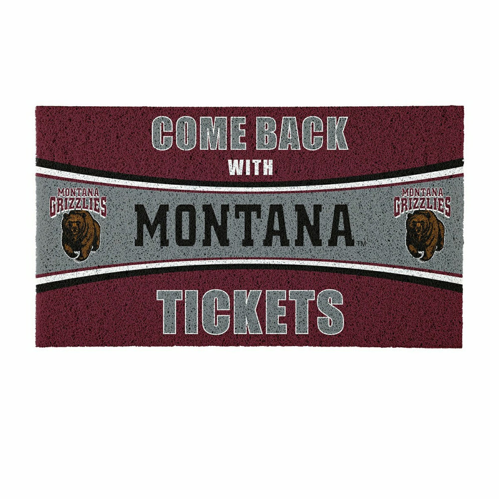 28" x 16" PVC Trapper Mat, Come Back with Tickets, University of Monta, Collegiate